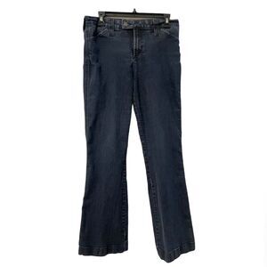 NYDJ High Rise Boot Cut Flare Leg Denim‎ Blue Jeans Faux Back Pockets Size 10